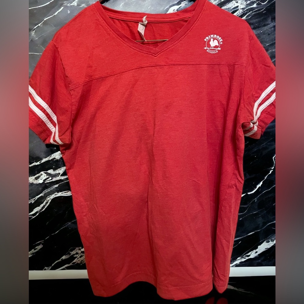 Red and White Primrose Teachers Shirt